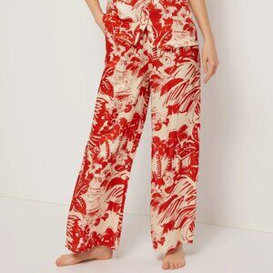 Onia Silk Wide Leg Drawstring Pant Poinciana/Cream